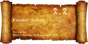 Kender Kolos névjegykártya